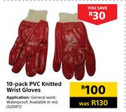 PVC Knitted Wrist Gloves 10 Pack