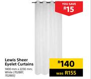 Lewis Sheer Eyelet Curtains White-1400mm x 2230mm