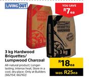 Living Out 3Kg Hardwood Briquettes/Lumpwood Charcoal-Each