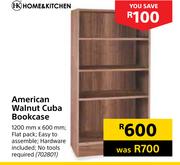 Home & Kitchen American Walnut Cuba Bookcase 1200mm x 600mm