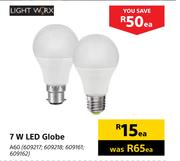 Light Worx 7W LED Globe A60-Each