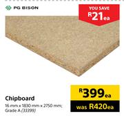 PG Bison Chipboard 16mmX1830mmX2750mm Grade A-Each