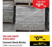 Cement Stock Bricks 7MPA-Each