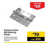 Stainless Steel Ball Bearing Hinge Including Fastenings, 100mm Butt Hinge