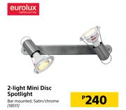 Eurolux 2-Light Mini Disc Spotlight Bar Mounted Satin/ Chrome