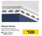 Roman Cornice Polyurethane 90mm x 68mm 2.4m White
