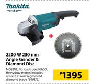 Makita 2200W 230mm Angle Grinder & Diamond Disc MO921B