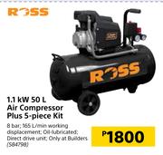 Ross 1.1kW 50L Air Compressor Plus 5-Piece Kit