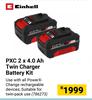 Einhell PXC 2 x 4.0 Ah Twin Charger Battery Kit