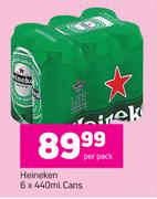 Heineken Cans-6 x 440ml Per Pack