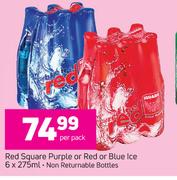 Red Square Purple Or Red Or Blue Ice Non Returnable Bottles-6 x 275ml Per Pack