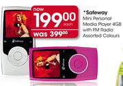 Safeway Mini Personal Media Player 4GB With FM Radio Assorted Colours-Each