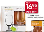 Clicks Urban Set Of 4-Beer Glasses-Per Set