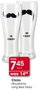 Clicks Moustache Long Beer Glass-Each