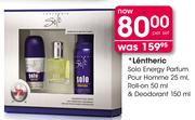 Lentehric Solo Energy Parfum Pour Homme-25ml, Roll-On-50ml & Deodorant-150ml Per Set
