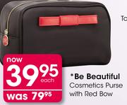 Be Beautiful Cosmetics Purse With Red Bow 