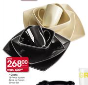 Clicks 16-Piece Square Black Or Cream Dinner Set