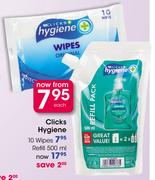 Clicks Hygiene Wipes-10's