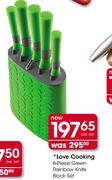 Love Cooking 6-Piece Green Rainbow Knife Block Set