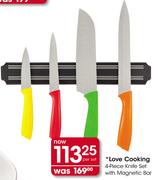 Love Cooking 4-Piece Knife Set With Magnetic Bar