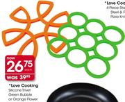 Love Cooking Silicone Trivet Green Bubble Or Orange Flower-Each