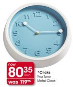 Clicks Two Tone Metal Clock
