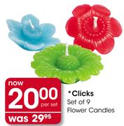 Clicks Set Of 9 Flower Candles-Per Set