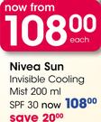 Nivea Sun Invisible Cooling Mist-200ml SPF 30
