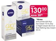 Nivea Anti-Wrinkle Q10 Plus Eye Cream-15ml, Day Or Night Cream-50ml Or Pore Refining Day Cream-50ml