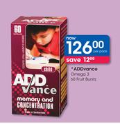 ADD Vance Omega 3 60 Fruit Bursts-Per Pack