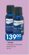 Clicks Lavender Or Tea Tree Essential Oil-50ml Each