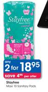 Stayfree Maxi 10 Sanitary Pads-2's