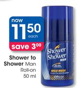 Shower To Shower Man Roll-On-50ml Each