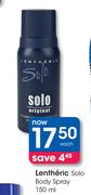 Lentheric Solo Body Spray-150ml Each