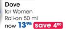 Dove For Women Roll-On-50ml Each