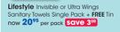 Lifestyle Invisible Or Ultra Wings Sanitary Towels Single Pack+Free Tin