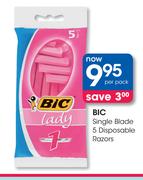 BIC Single Blade 5 Disposable Razors-Per Pack