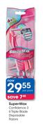 Super-Max Confidence 3 6 Triple Blade Disposable Razors-Per Pack