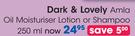 Dark & Lovely Amla Oil Moisturiser Lotion Or Shampoo-250ml Each