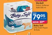 Baby Soft 2-Ply Toilet Paper Rolls-18's