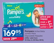 Pampers Active Baby Jumbo Pack Disposable Nappies-Per Pack