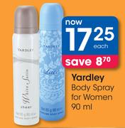 Yardley Body Spray For Women-90ml Each