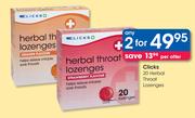 Clicks Herbal Throat Lozenges-2 x 20's