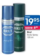 Brut Body Spray-120ml Each