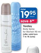 Yardley Body Spray For Women-90Ml Each