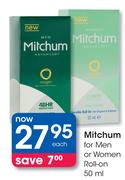 Mitchum For Men Or Women Roll-On - 50ml Each
