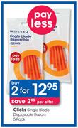 Clicks Single Blade Disposable Razors-2 x 5's Pack