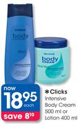 Clicks Intensive Body Cream 500ml Or Lotion 400ml-Each