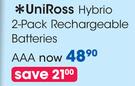 Uniross Hybrio 2-Pack Rechargeable Batteries AAA