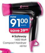 Safeway 1400 Watt Compact Hairdryer HD753